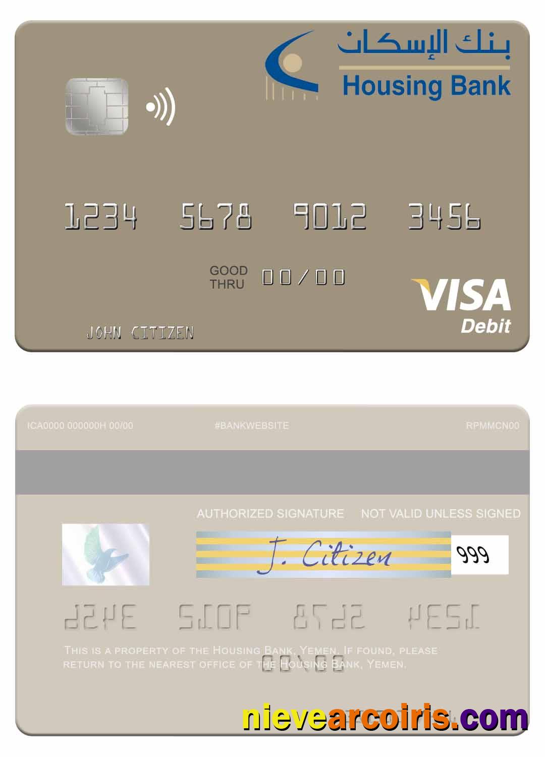 Yemen Housing Bank visa debit card